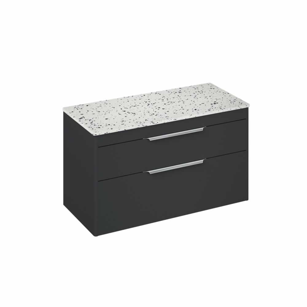 Shoreditch 100cm double drawer Matt Grey with Ice Blue Worktop